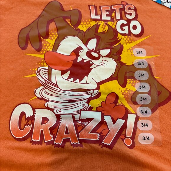 Looney Tunes Kids Taz Let's Go Crazy Graphic Tee T-shirt NEW Size 4 - Picture 3 of 7